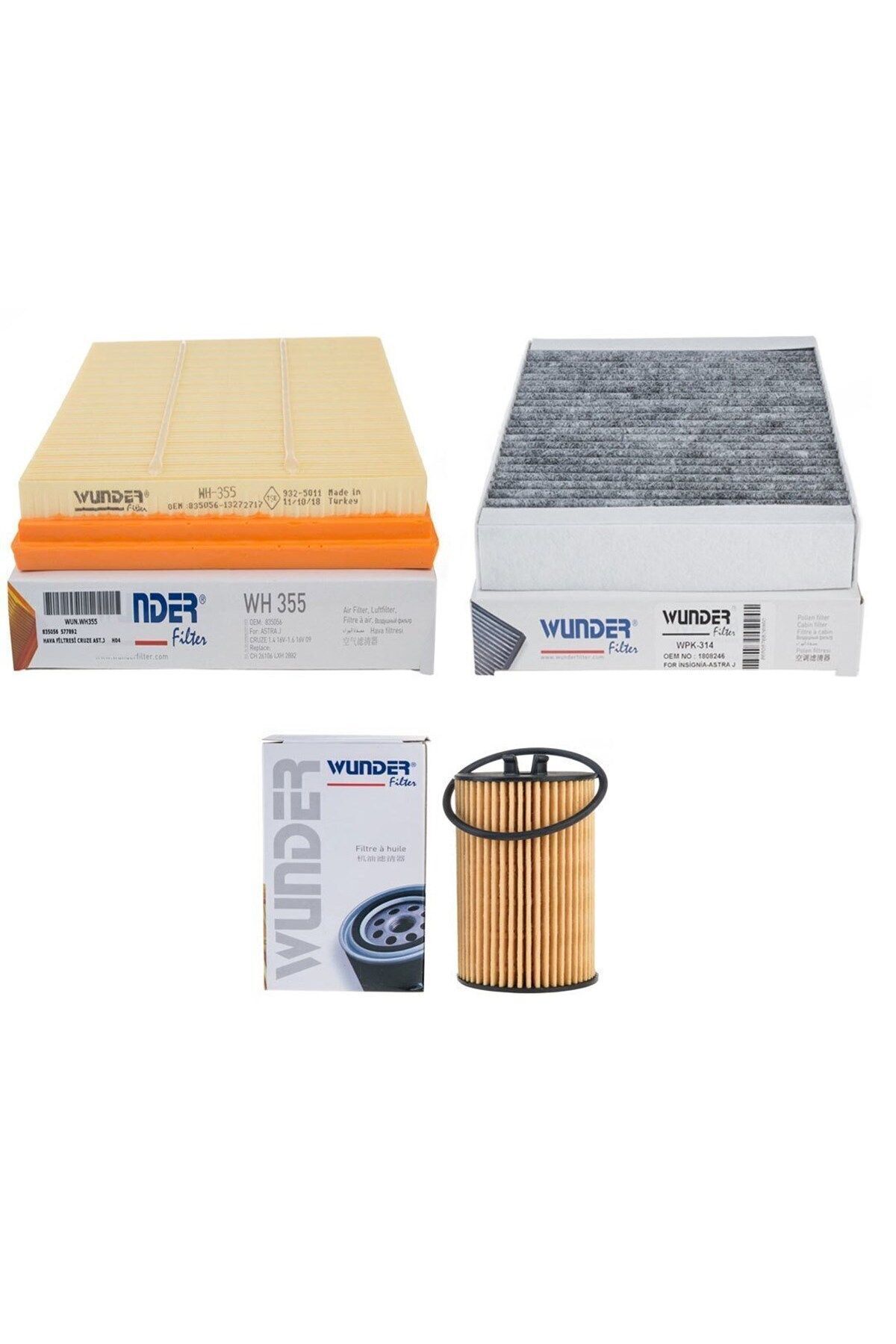 Opel / Astra J 1.6 115 Bg Periyodik Bakım Filtre Seti Wunder Marka