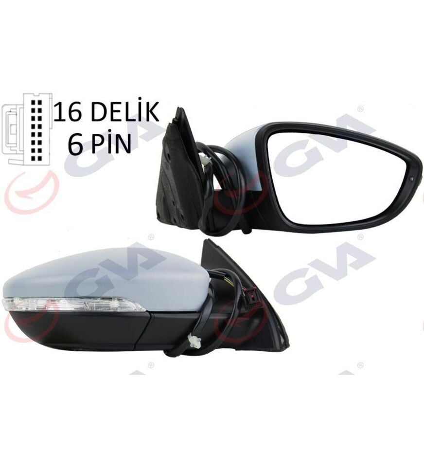 Volkswagen Jetta Sağ Dış Dikiz Aynası Elektrikli Astarılı Sinyalli
