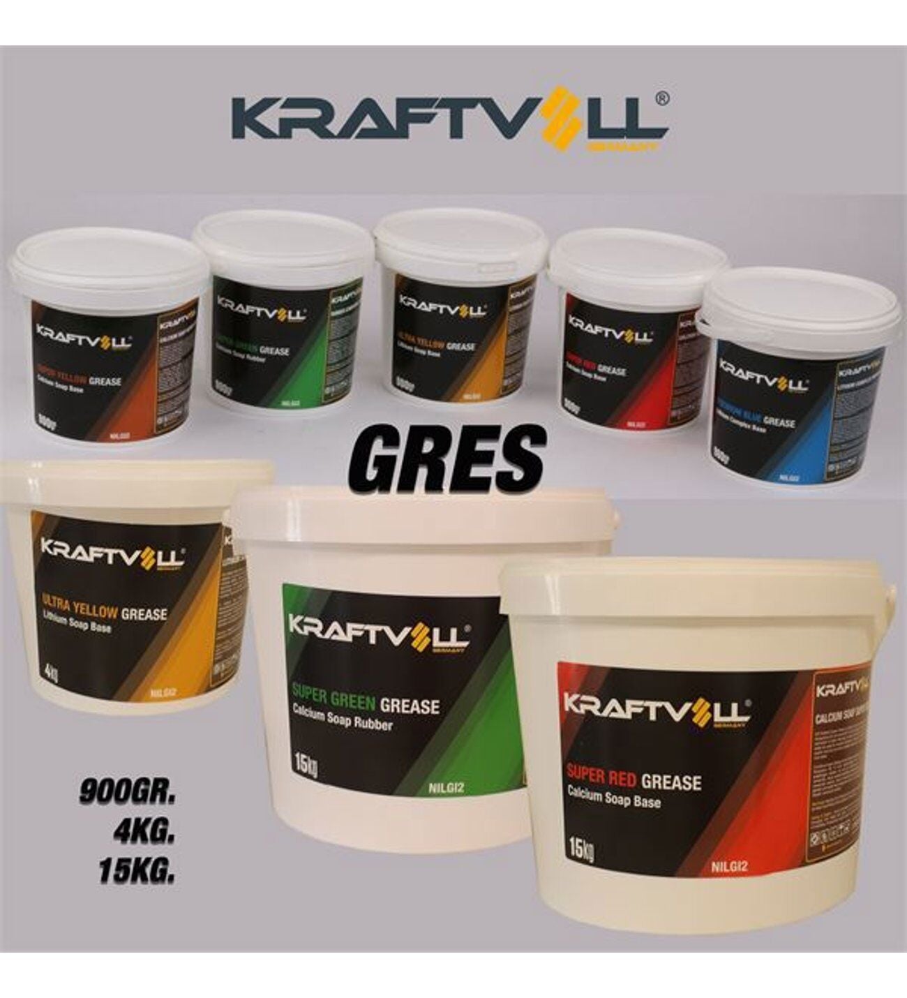 Kraftvoll Gres Kalsiyum Sabun NLGI2 Kırmızı 900gr