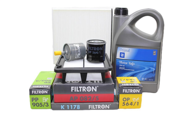Chevrolet / Aveo Uyumlu Filtron 1.2 Benzinli Motor Bakım Seti GM 10W40 4 LT Yağlı
