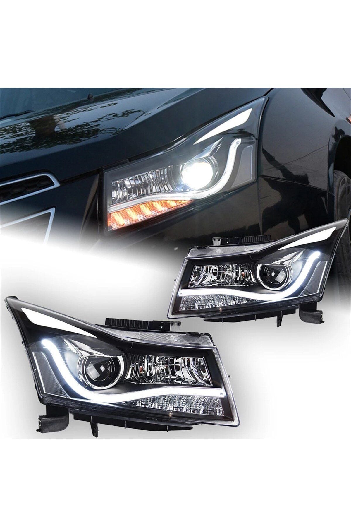 Chevrolet / Cruze Kaşlı Led Far Takımı Bi-xenon